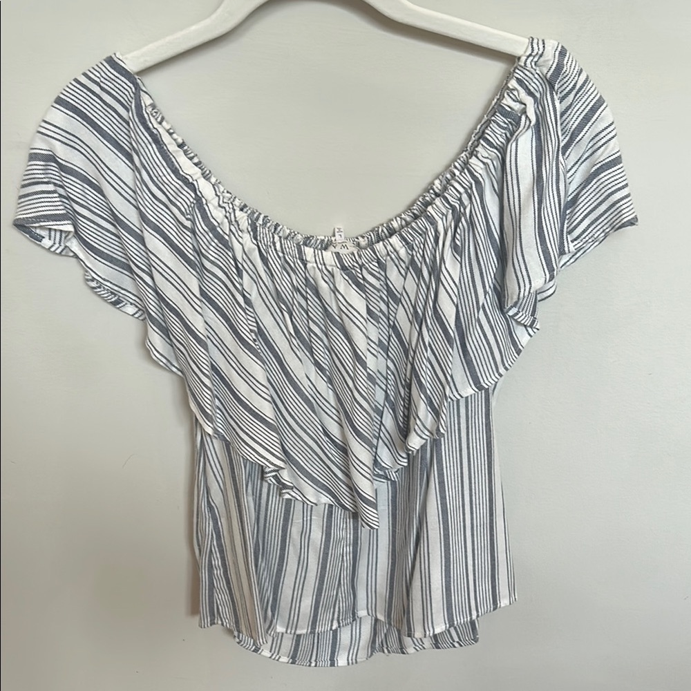 Wayf White and Blue Blouse - Picture 3 of 3